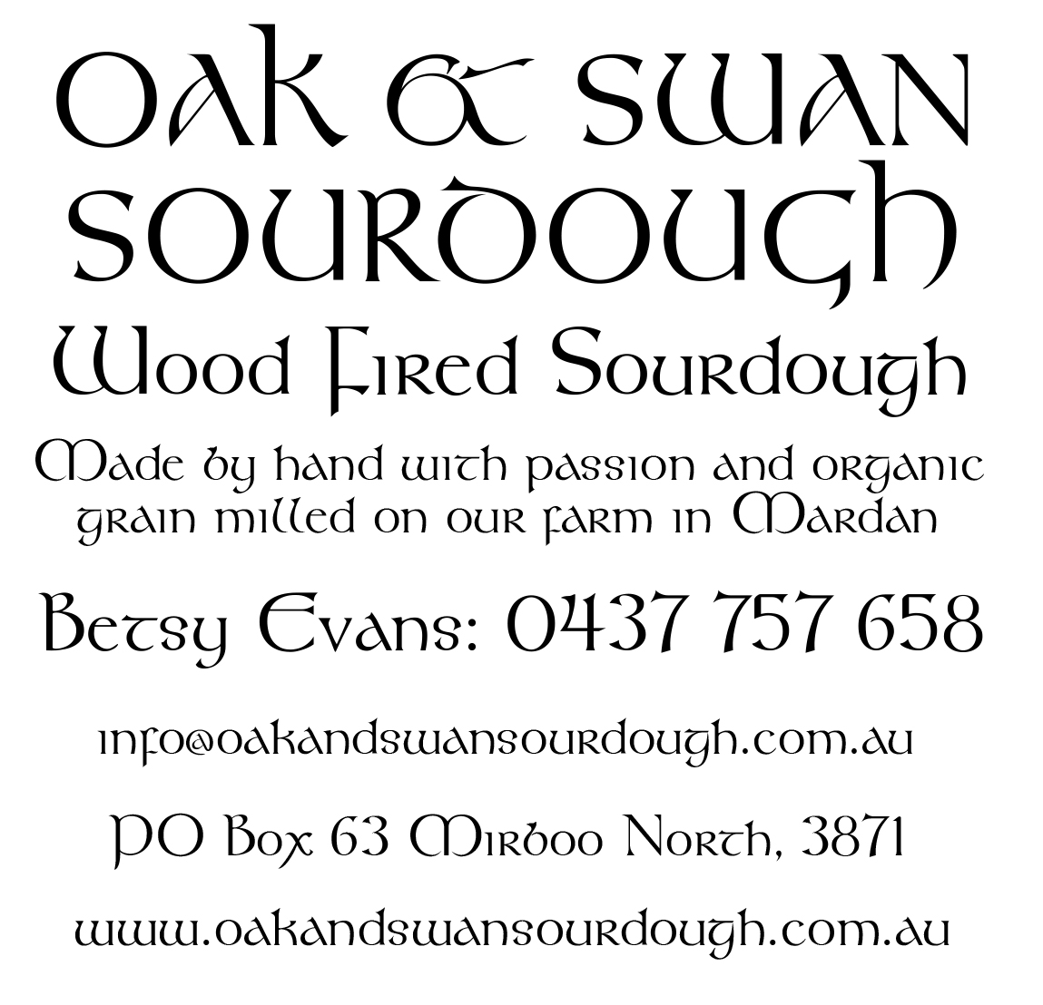 OakandSwanSourdough Contact Us